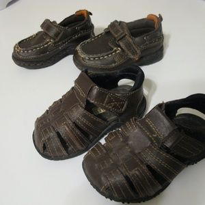 Bundle of 2 Boys Brown Shoes Smartfit & OshKosh B'Gosh Size 5 GUC